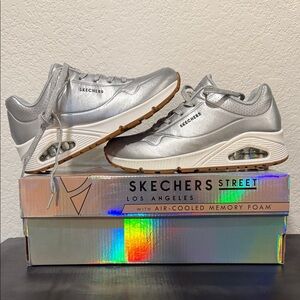 Skechers Metallic Silver Sneakers